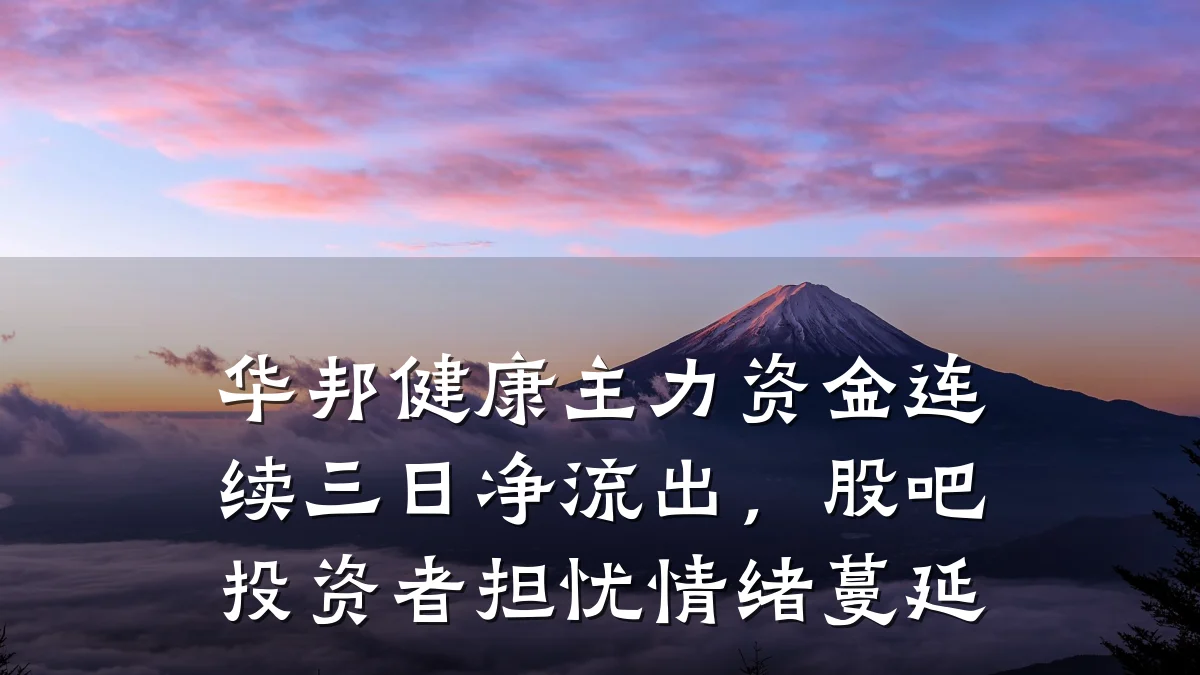 华邦健康主力资金连续三日净流出,股吧投资者担忧情绪蔓延