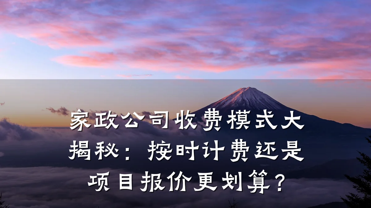 家政公司收费模式大揭秘：按时计费还是项目报价更划算？